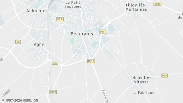 Carte de la zone d'intervention à Beaurains