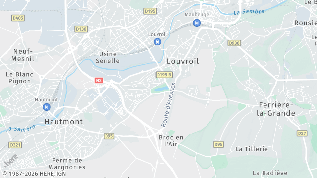 Carte de la zone d'intervention à Louvroil
