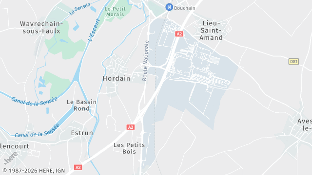 Carte de la zone d'intervention à Hordain
