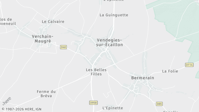 Carte de la zone d'intervention à Vendegies-sur-Écaillon