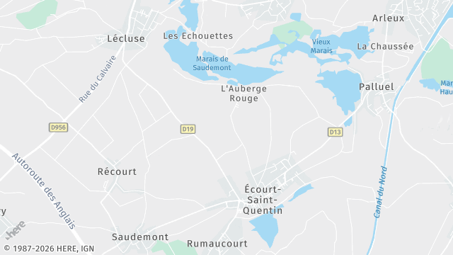 Carte de la zone d'intervention à Écourt-Saint-Quentin