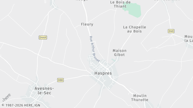 Carte de la zone d'intervention à Haspres