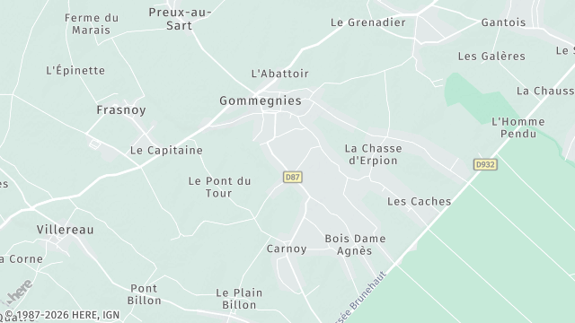 Carte de la zone d'intervention à Gommegnies