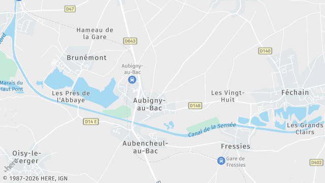 Carte de la zone d'intervention à Aubigny-au-Bac