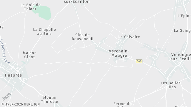 Carte de la zone d'intervention à Verchain-Maugré