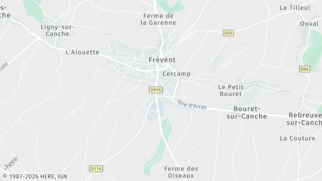 Carte de la zone d'intervention à Frévent