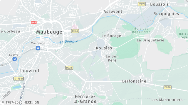 Carte de la zone d'intervention à Rousies