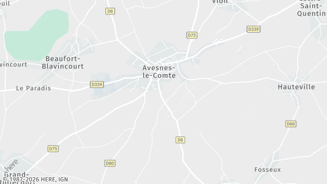 Carte de la zone d'intervention à Avesnes-le-Comte
