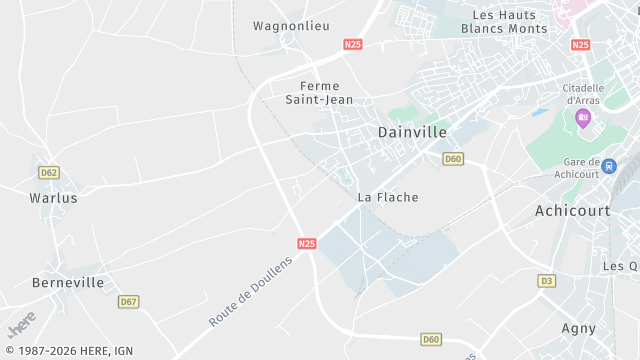 Carte de la zone d'intervention à Dainville