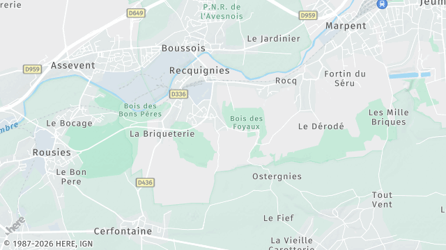 Carte de la zone d'intervention à Recquignies