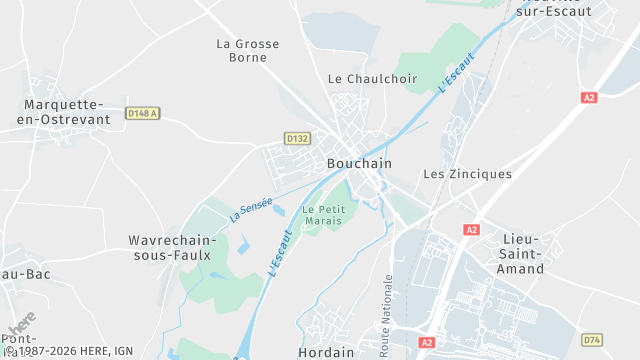 Carte de la zone d'intervention à Bouchain