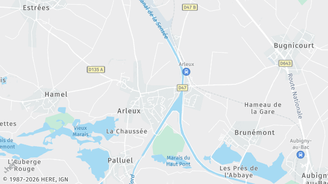 Carte de la zone d'intervention à Arleux