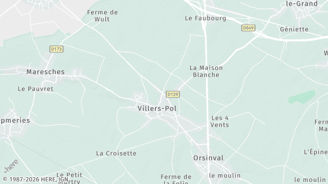 Carte de la zone d'intervention à Villers-Pol