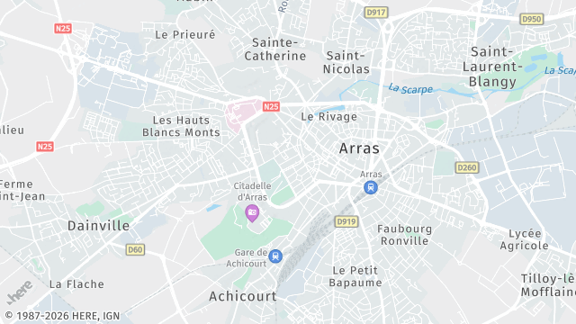 Carte de la zone d'intervention à Arras
