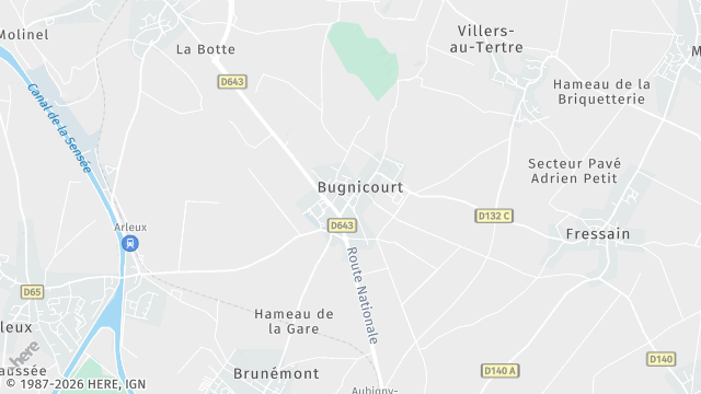 Carte de la zone d'intervention à Bugnicourt