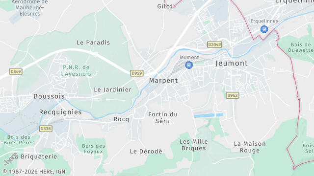 Carte de la zone d'intervention à Marpent