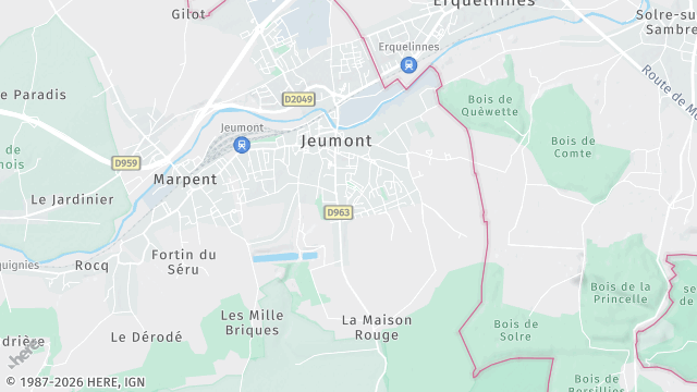 Carte de la zone d'intervention à Jeumont