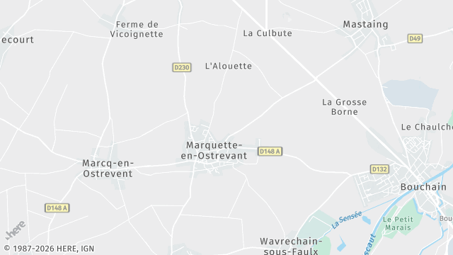 Carte de la zone d'intervention à Marquette-en-Ostrevant