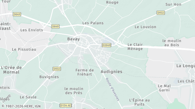 Carte de la zone d'intervention à Bavay