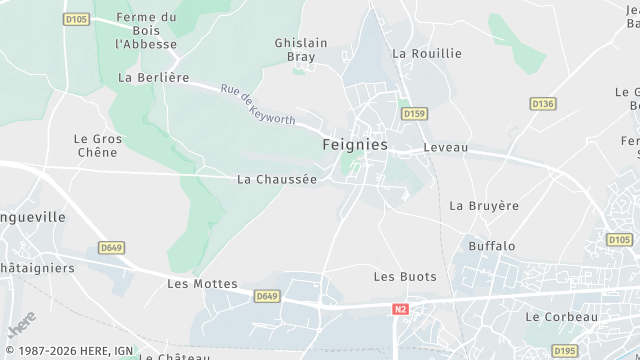 Carte de la zone d'intervention à Feignies