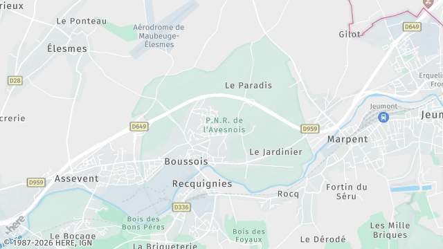 Carte de la zone d'intervention à Boussois