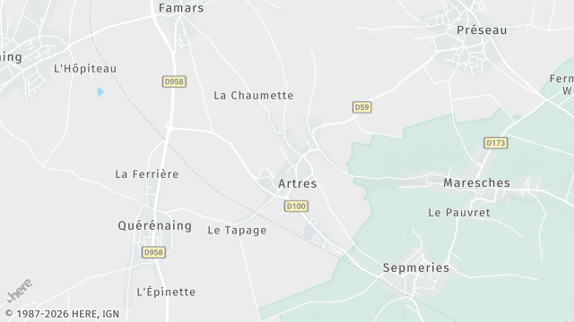 Carte de la zone d'intervention à Artres