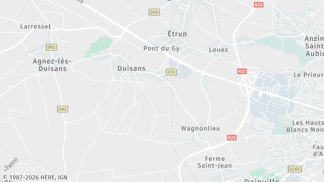 Carte de la zone d'intervention à Duisans