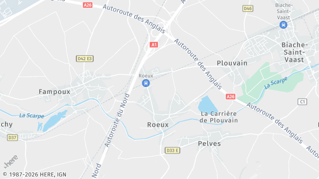 Carte de la zone d'intervention à Rœux