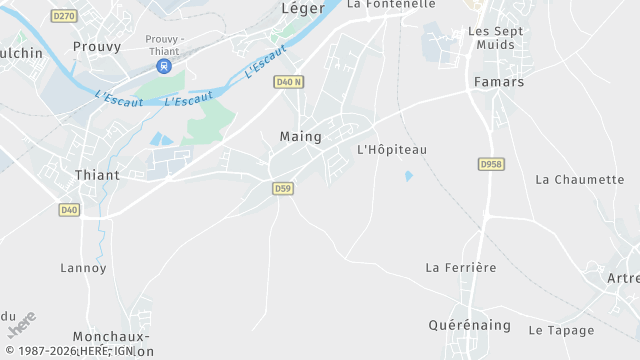 Carte de la zone d'intervention à Maing
