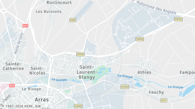 Carte de la zone d'intervention à Saint-Laurent-Blangy