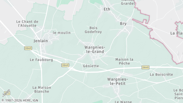 Carte de la zone d'intervention à Wargnies-le-Grand