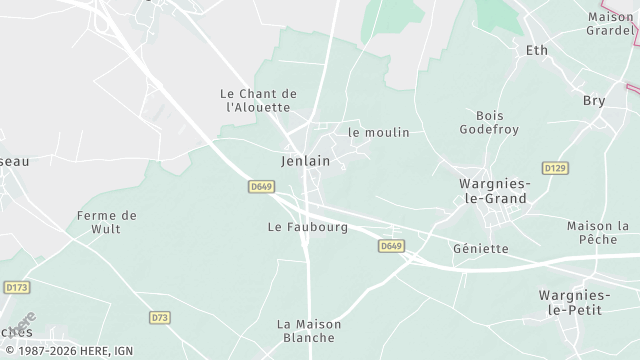 Carte de la zone d'intervention à Jenlain