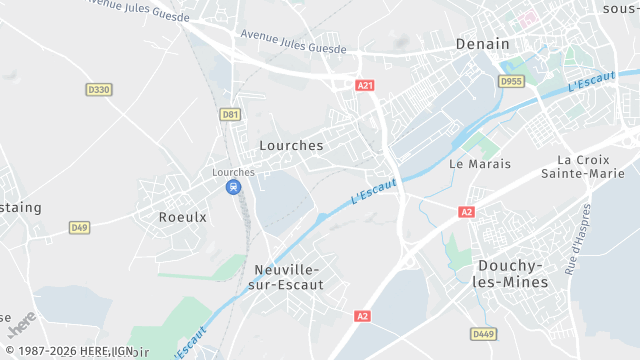 Carte de la zone d'intervention à Lourches