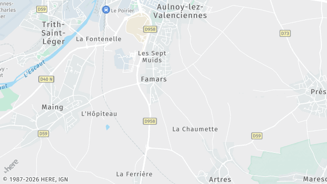 Carte de la zone d'intervention à Famars