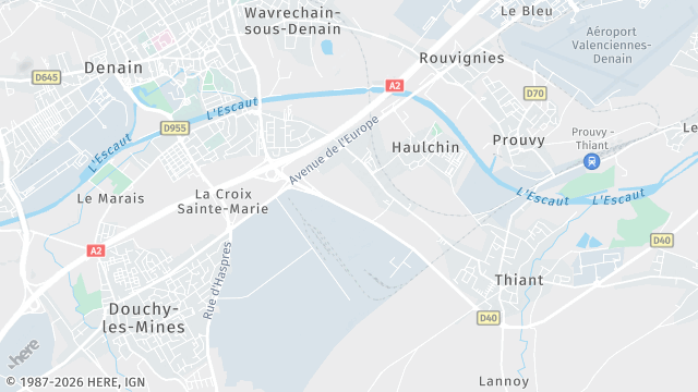 Carte de la zone d'intervention à Haulchin