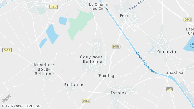 Carte de la zone d'intervention à Gouy-sous-Bellonne