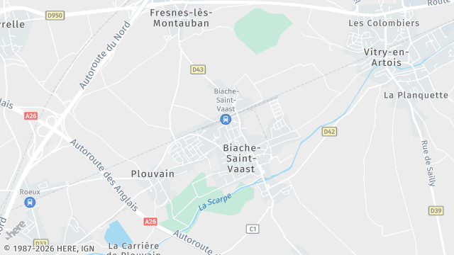 Carte de la zone d'intervention à Biache-Saint-Vaast