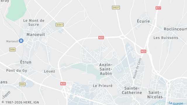 Carte de la zone d'intervention à Anzin-Saint-Aubin
