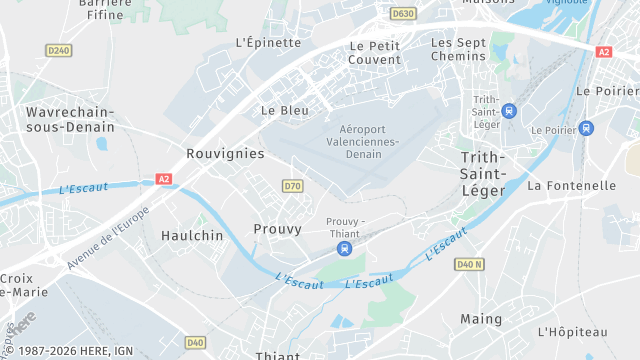 Carte de la zone d'intervention à Prouvy