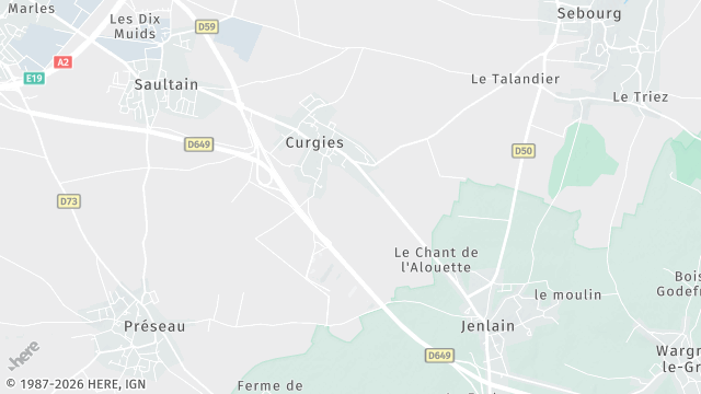 Carte de la zone d'intervention à Curgies