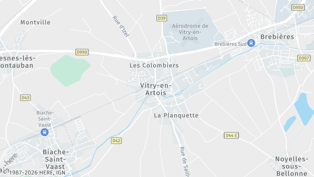 Carte de la zone d'intervention à Vitry-en-Artois