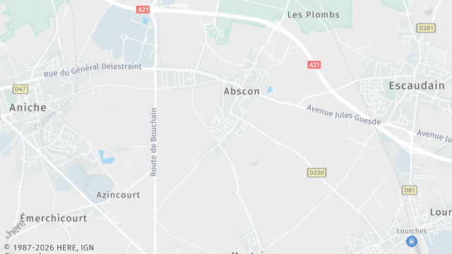 Carte de la zone d'intervention à Abscon