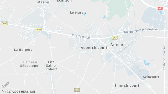 Carte de la zone d'intervention à Auberchicourt
