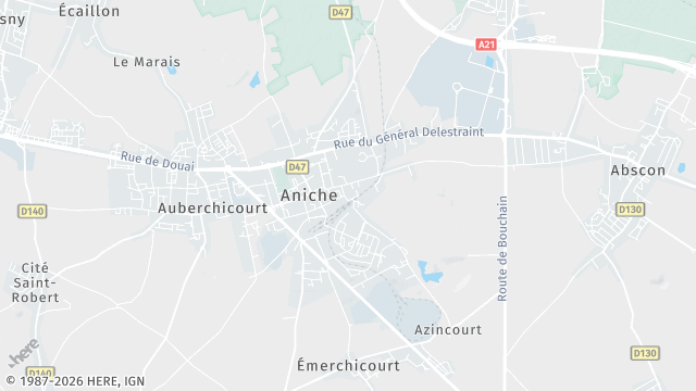 Carte de la zone d'intervention à Aniche