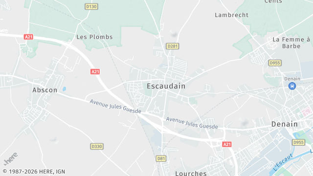 Carte de la zone d'intervention à Escaudain