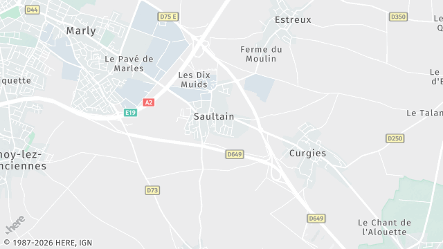 Carte de la zone d'intervention à Saultain