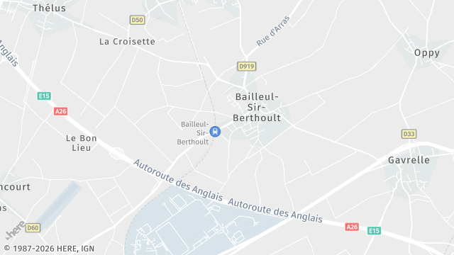 Carte de la zone d'intervention à Bailleul-Sir-Berthoult