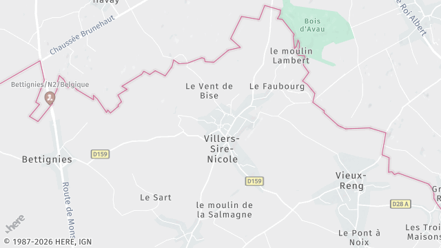 Carte de la zone d'intervention à Villers-Sire-Nicole