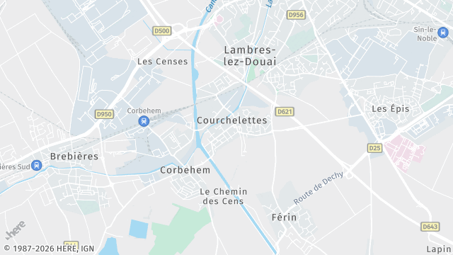 Carte de la zone d'intervention à Courchelettes