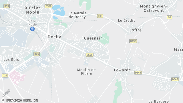 Carte de la zone d'intervention à Guesnain